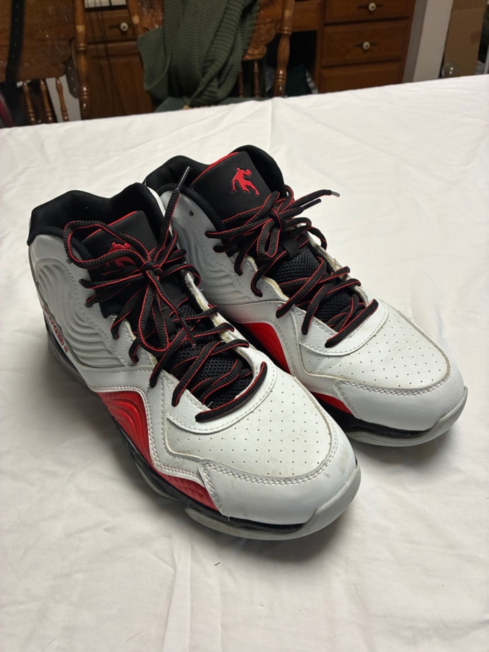 And1 White, Red & Black High-Top Basketball Sneakers